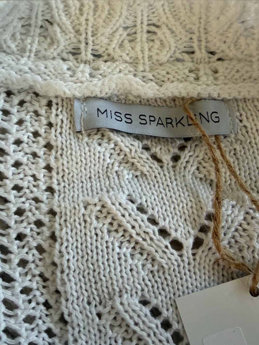 Miss Sparkling Crochet Sleeve Openwork Knit Sweater NWT - Picture 6 of 9